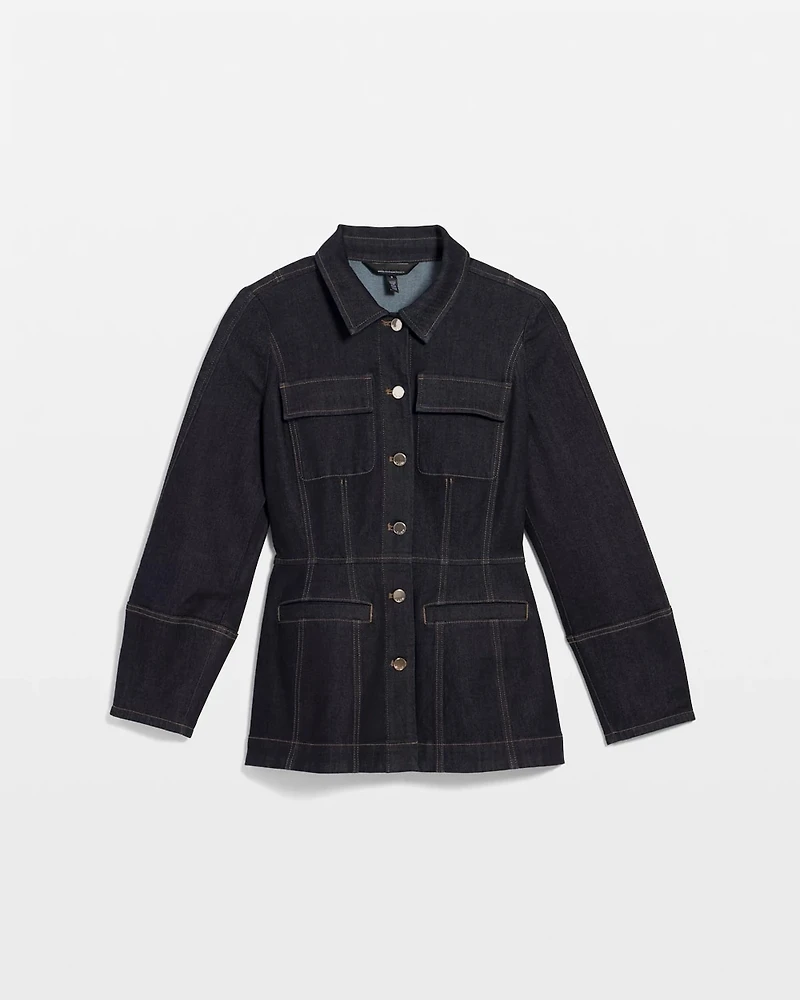 Petite Balloon Sleeve Denim Jacket