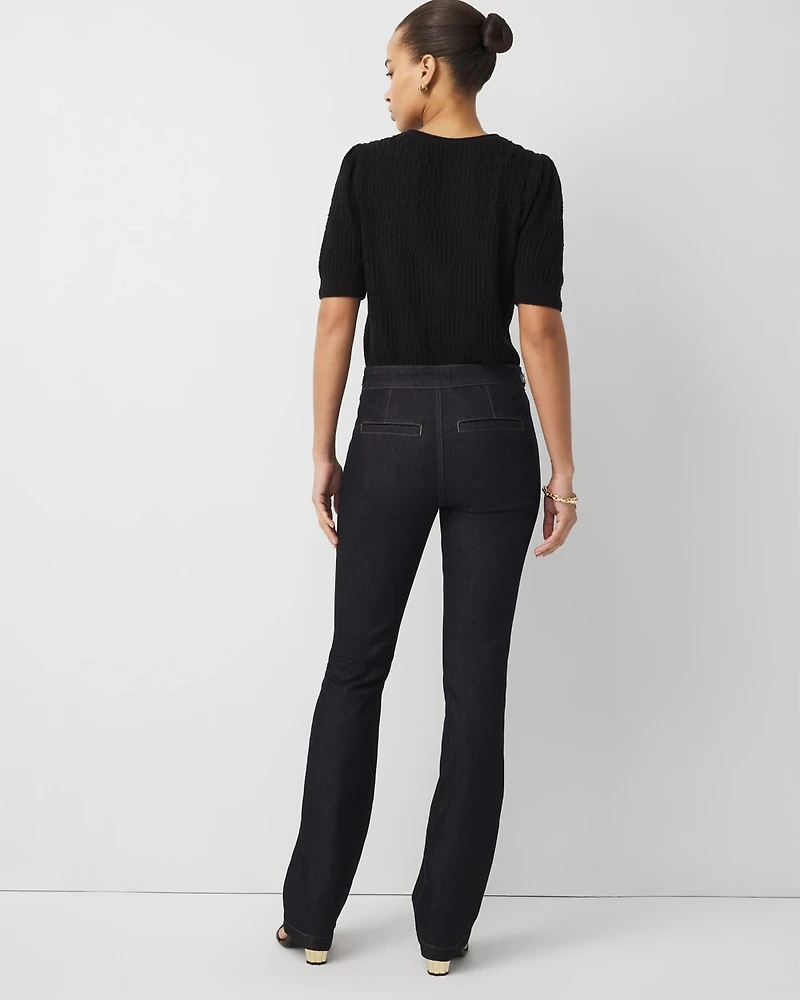 Faux Leather Detail Bootcut Jean