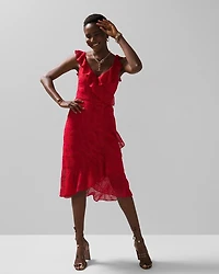 Eyelet Ruffle Wrap Dress