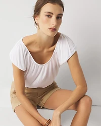 Shirred Scoop Neck Top