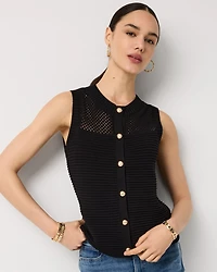 Button Front Rib Knit Vest