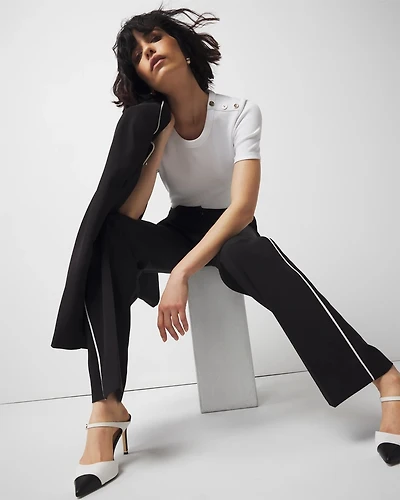 WHBM FORME™  Ribbed Stretch Button Shoulder Tee