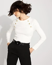 WHBM FORME™ Ribbed Stretch Button Long-Sleeve Tee