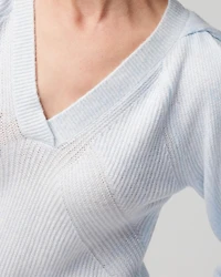 Pleated Shoulder V-Neck Pullover