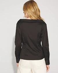 Asymmetric Poplin Wrap Shirt