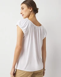 Shirred Scoop Neck Top