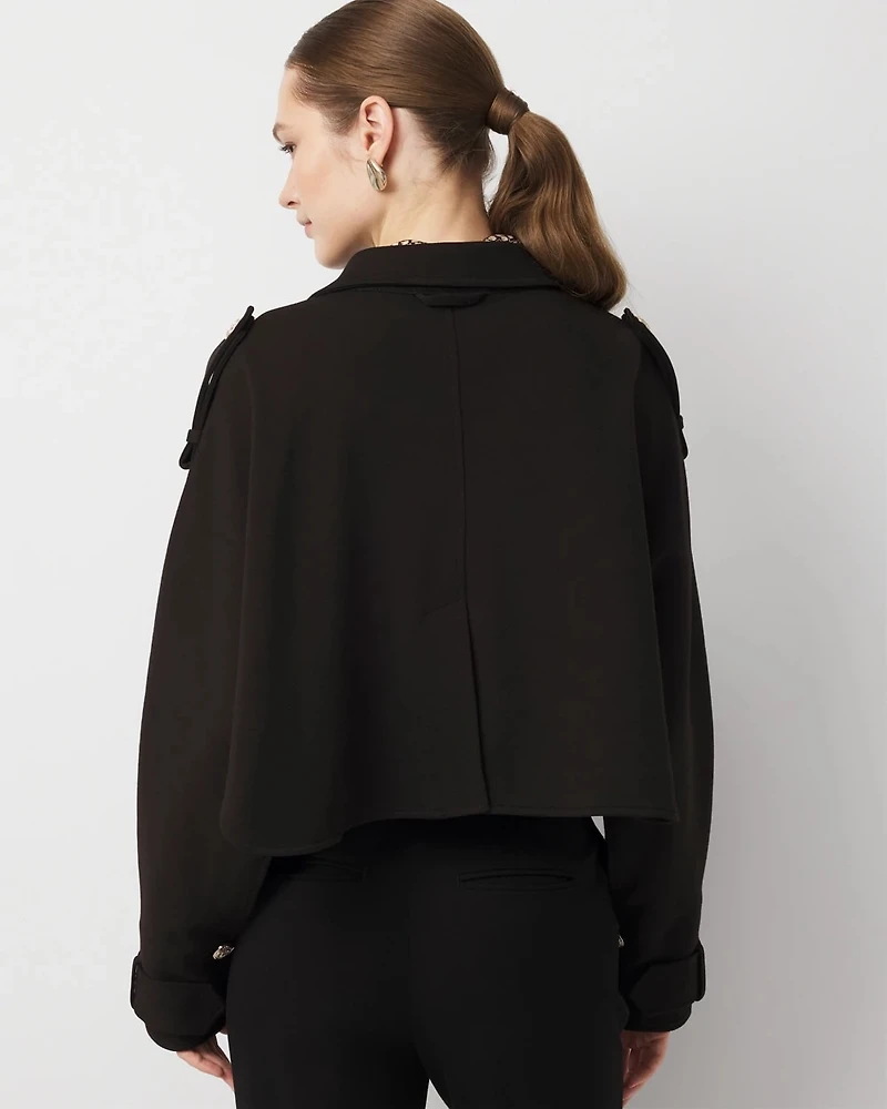 Petite Cropped Knit Trench