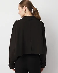 Petite Cropped Knit Trench