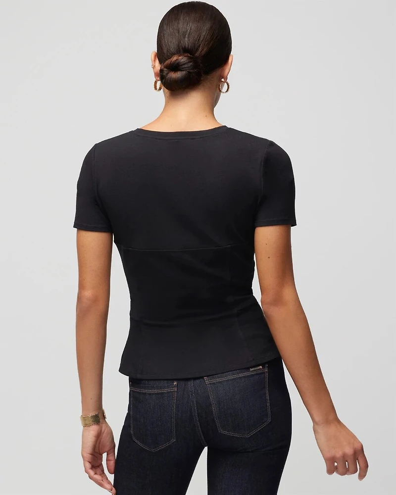 Short Sleeve Seamed Peplum Tee