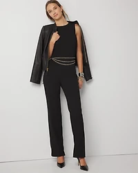 Petite Sleeveless Square Neck Crepe Jumpsuit