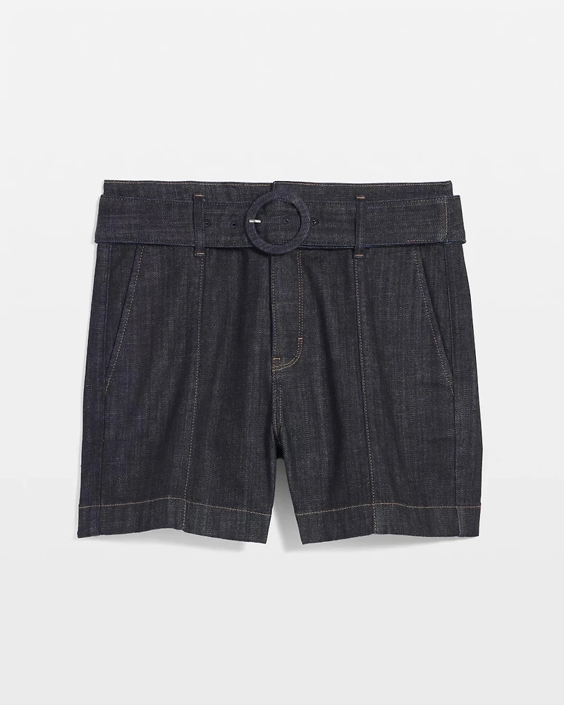 Extra High-Rise Belted Denim Short