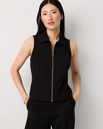 Zip-Up Collared Top