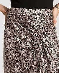 Satin Leopard Cinched Skirt