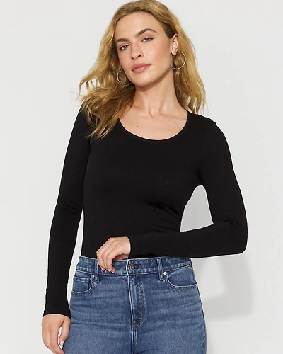 WHBM FORME™ Seamless Jacquard Scoop Neck Tee
