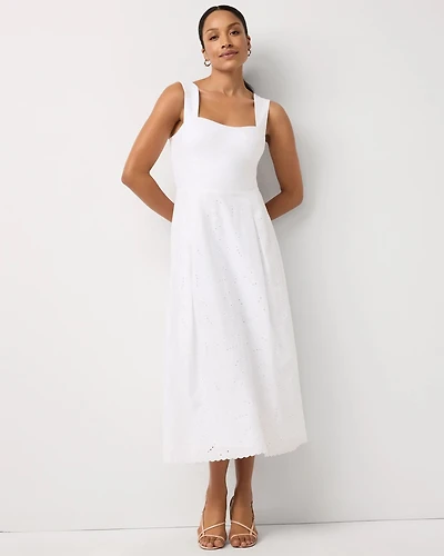 Embroidered Cotton Midi Dress