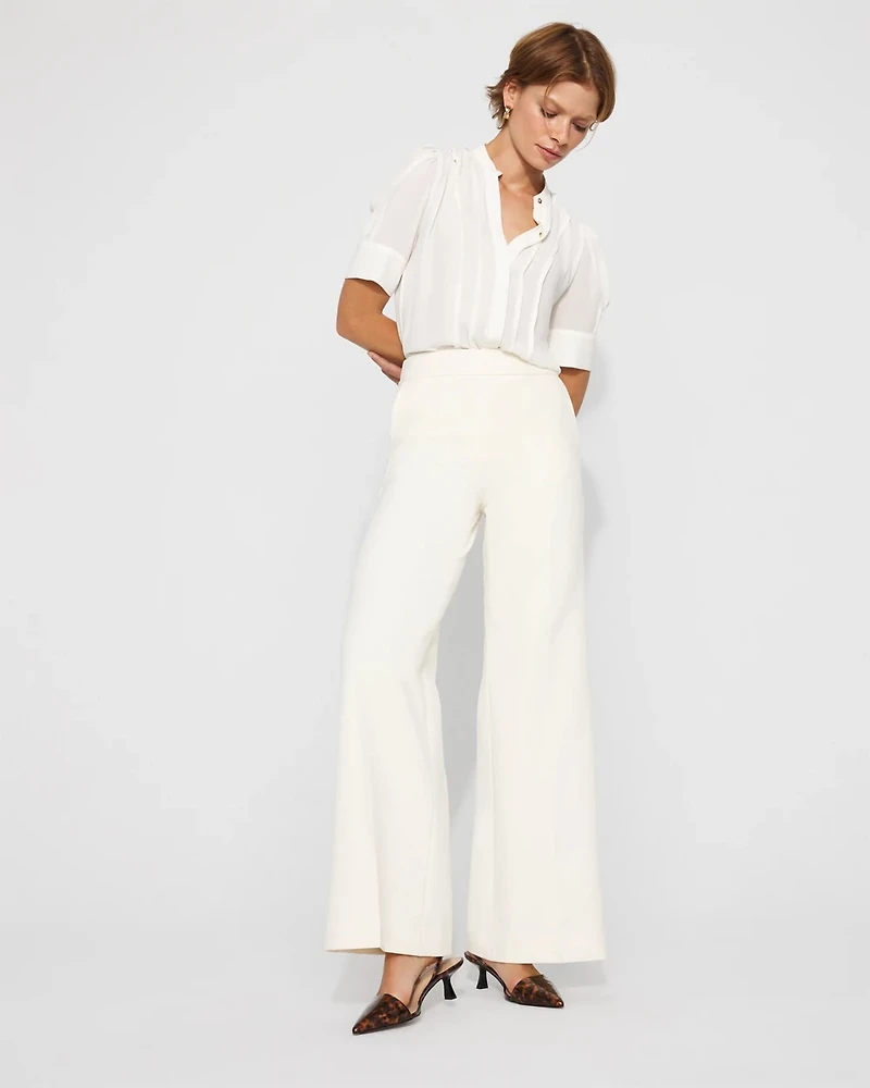High-Rise Flat-Front Wide-Leg Pant