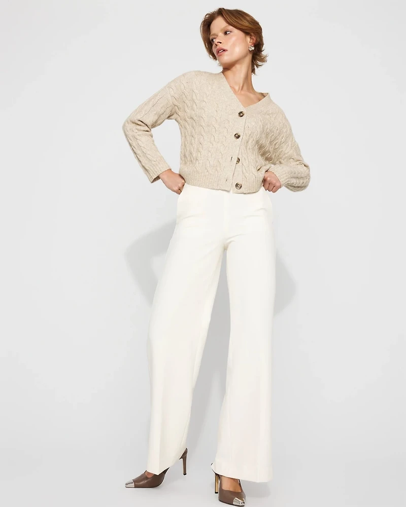 High-Rise Flat-Front Wide-Leg Pant