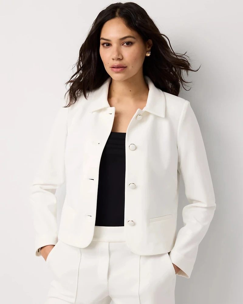 Knit Crepe Cropped Jacket