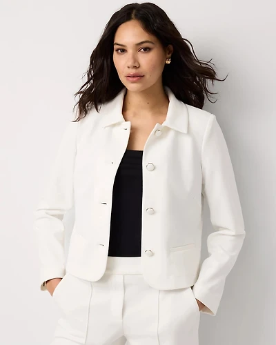 Knit Crepe Cropped Jacket