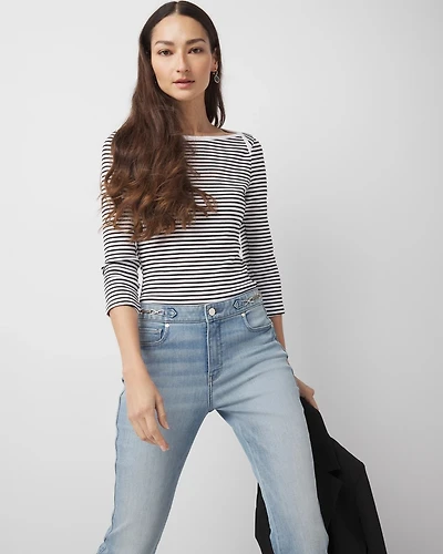 WHBM FORME™  Ribbed Stretch Boatneck Top