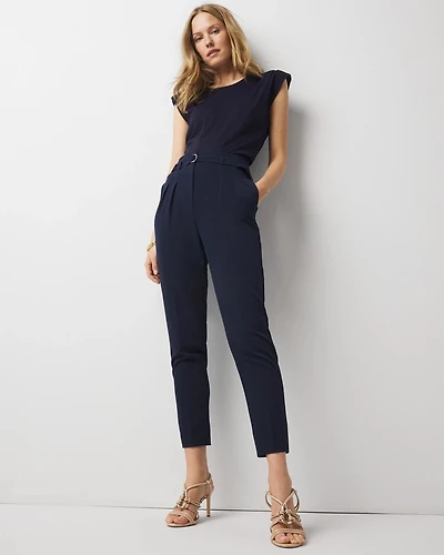 High-Rise Belted Tapered Ankle Pant