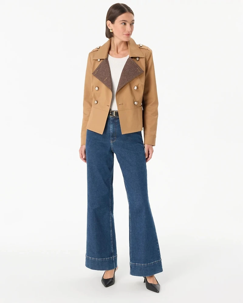Tweed Detail Trench Jacket