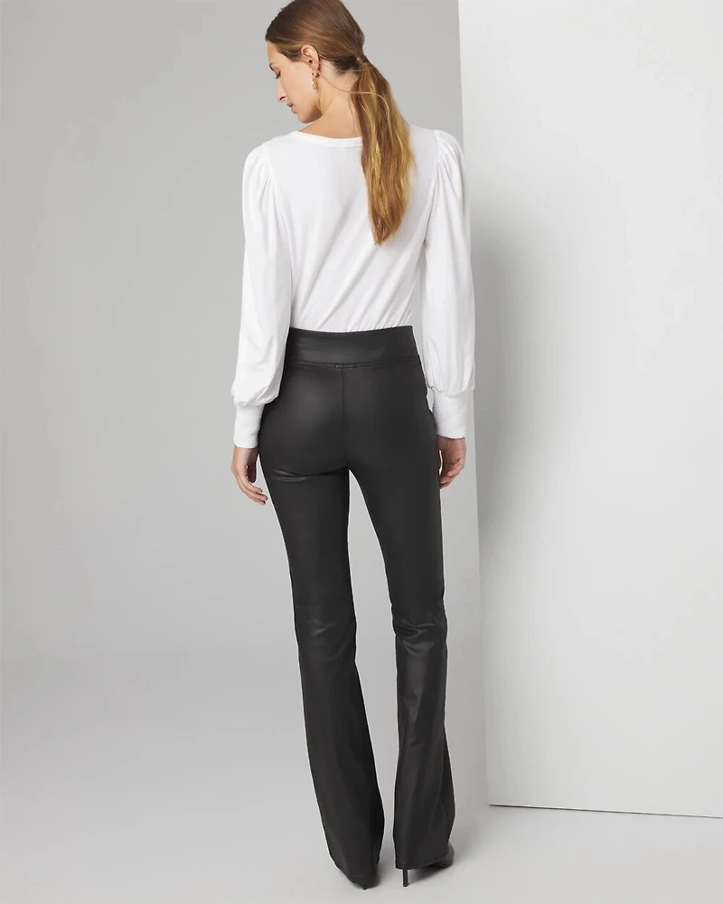Petite Extra High-Rise Coated Pull-On Flare Jeans