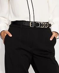 Textured Mixed Metal Skinny Belt