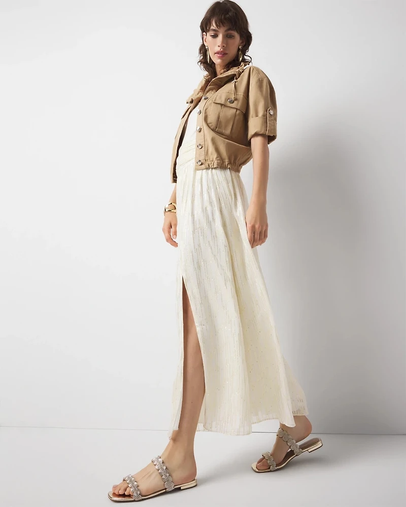 Petite Shirred Waist Maxi Skirt