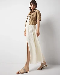 Petite Shirred Waist Maxi Skirt