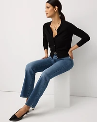 Crewneck Button-Front Cardigan