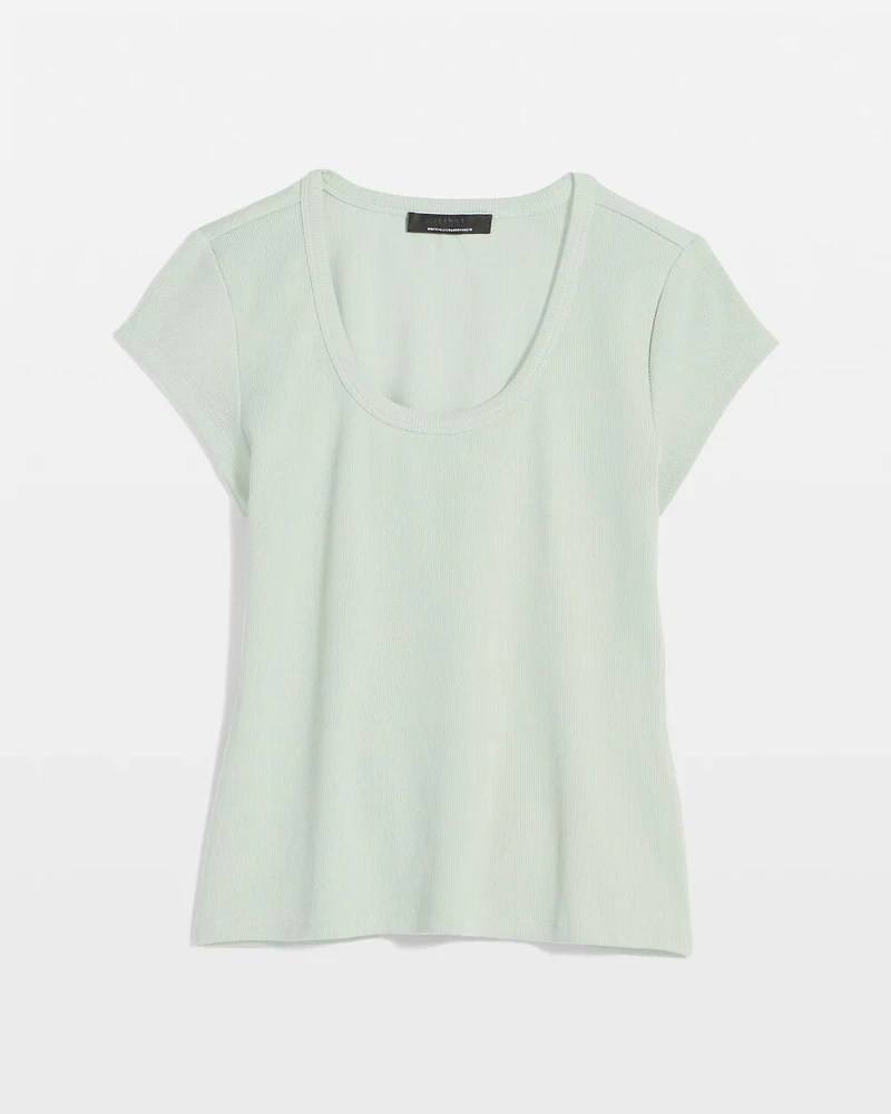 WHBMFORME™ Ribbed Stretch Scoop Neck Tee