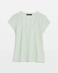 WHBMFORME™ Ribbed Stretch Scoop Neck Tee