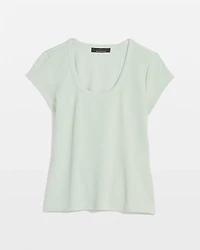 WHBMFORME™ Ribbed Stretch Scoop Neck Tee