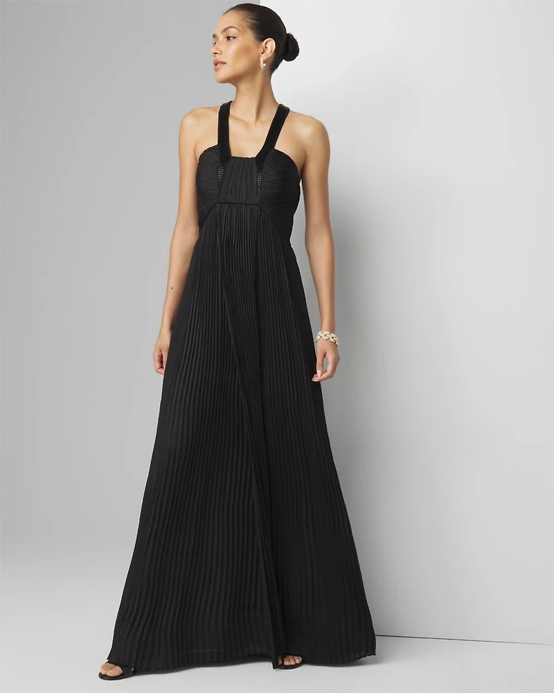 Beaded Halter Maxi Gown