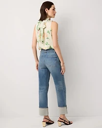 Cuffed High Rise Straight Ankle Jean