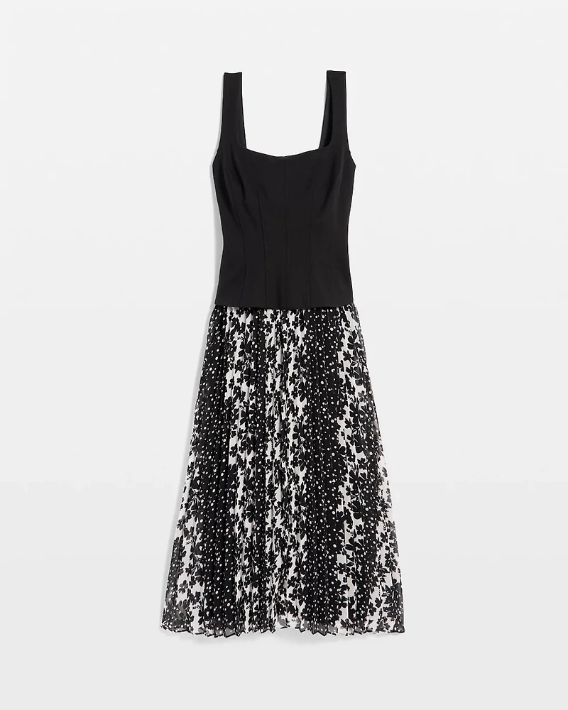 Bustier Pleated Midi Dress