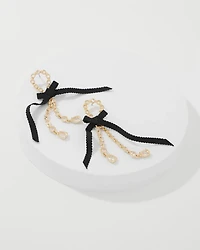 Rhinestone Bow Linear Earrings