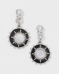 Silver Onyx Charm Drop Earrings