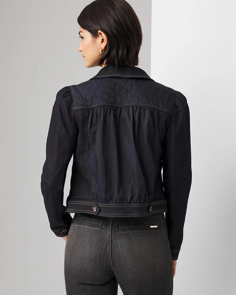 Petite Quilted Jean Jacket
