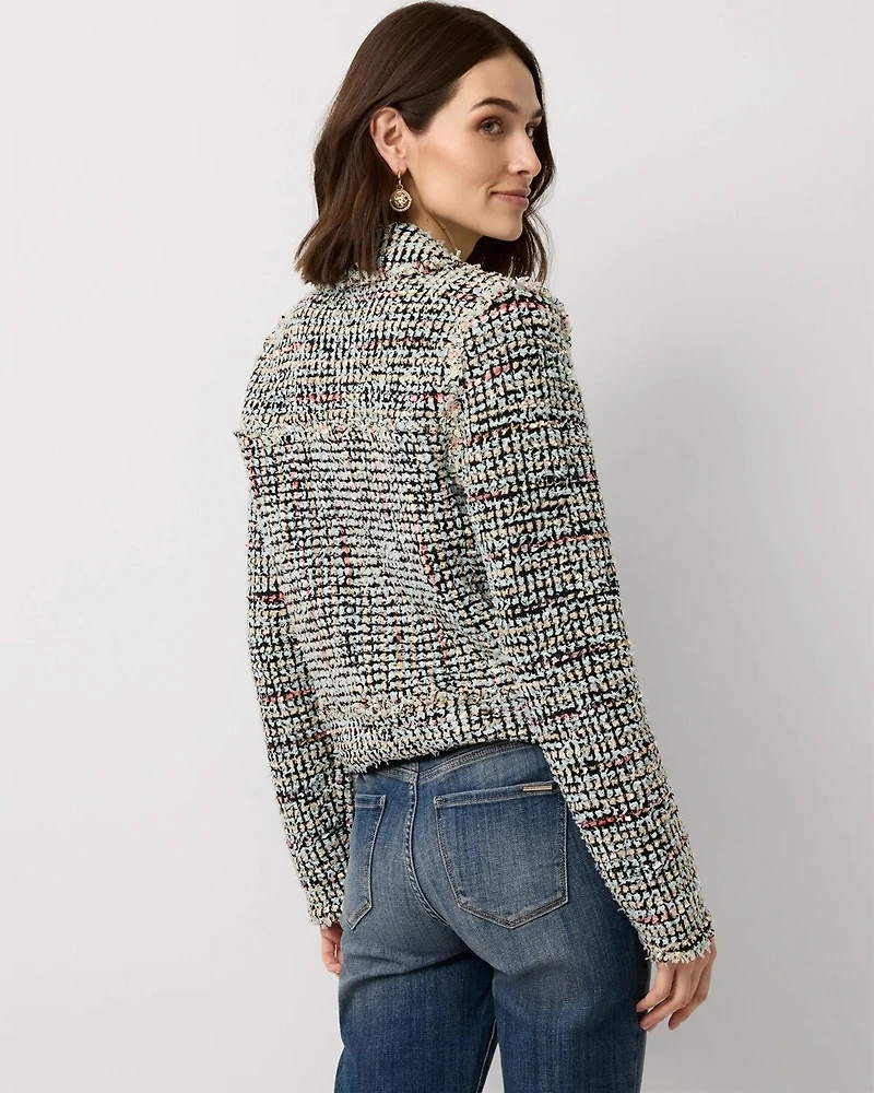 Shimmery Tweed Sweater Jacket
