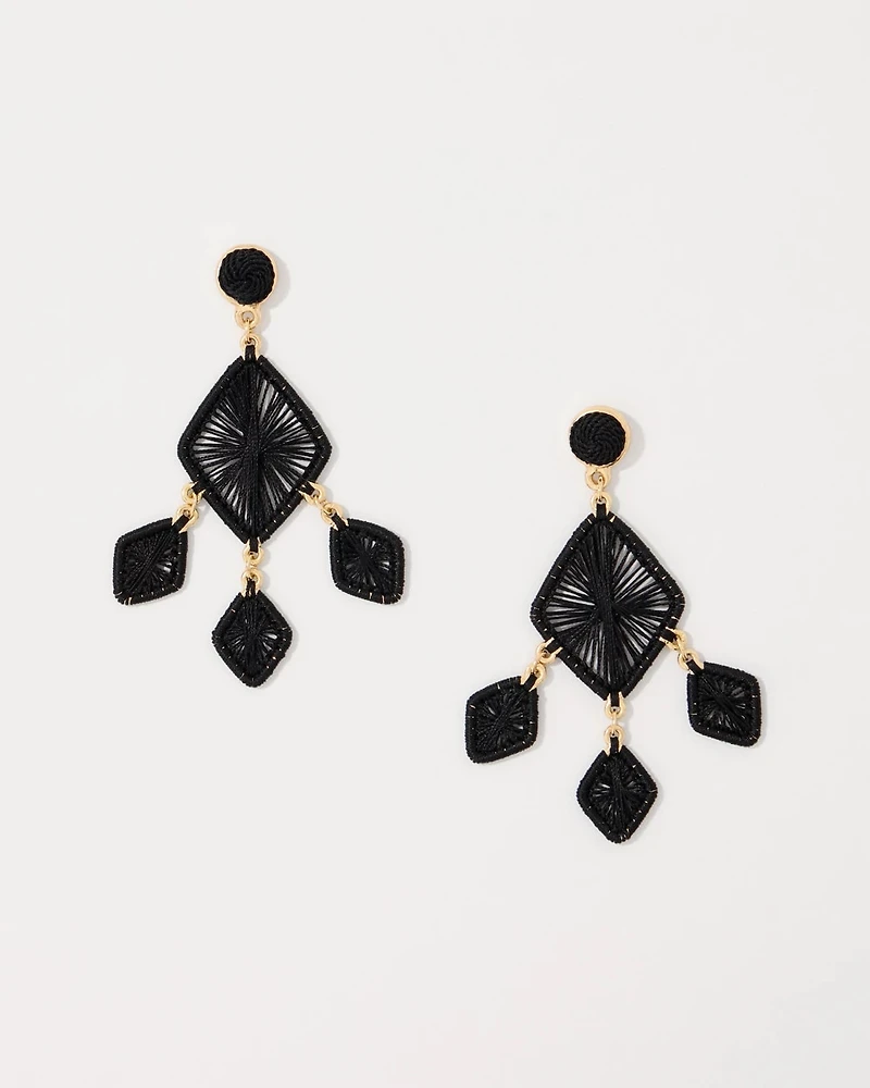 Black Raffia Chandelier Earrings