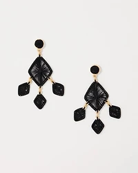 Black Raffia Chandelier Earrings