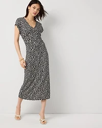 Gathered Waist Short Sleeve Midi Dress