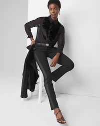 Petite Velvet & Chiffon Tuxedo Shirt