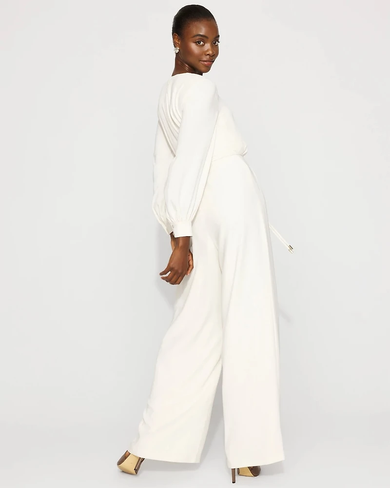 Sheer Sleeve Crepe Jumpsuit