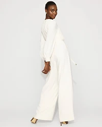 Sheer Sleeve Crepe Jumpsuit