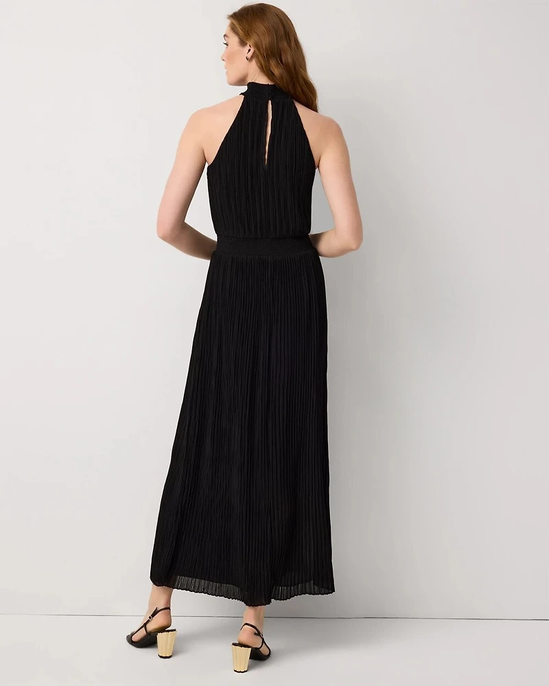 Pleated Halter Maxi Dress