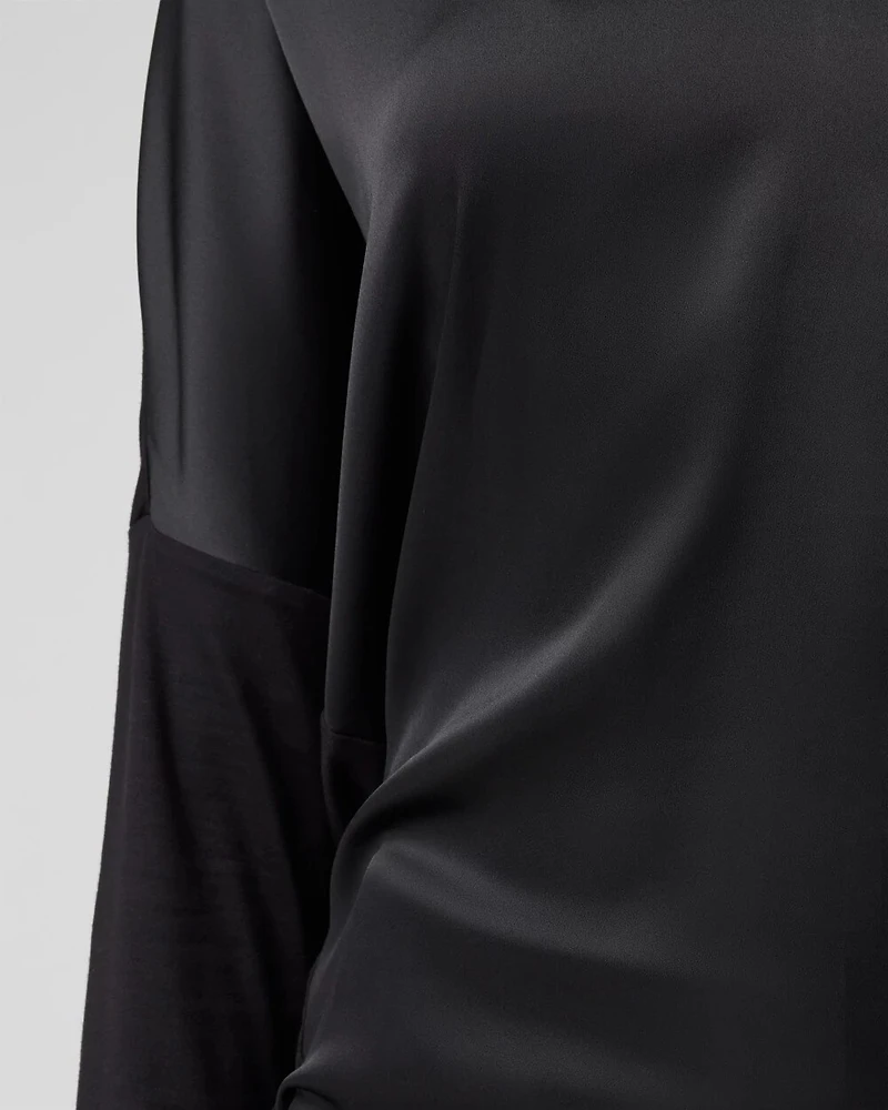 Woven Front Long Sleeve Tee