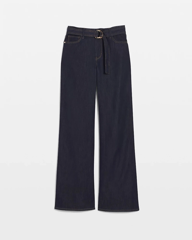 Petite High-Rise Belted Wide-Leg Jean